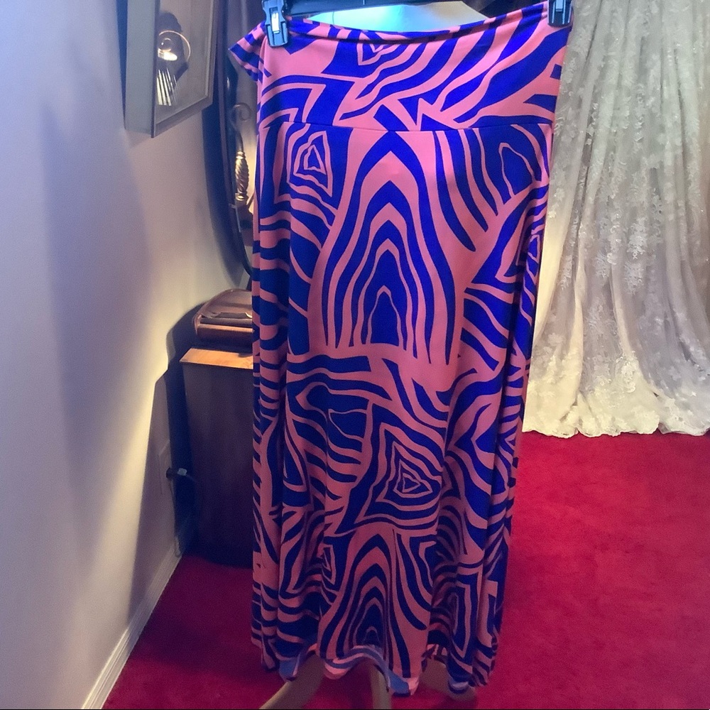 LulaRoe maxi skirt, Orange/Blue, size XL